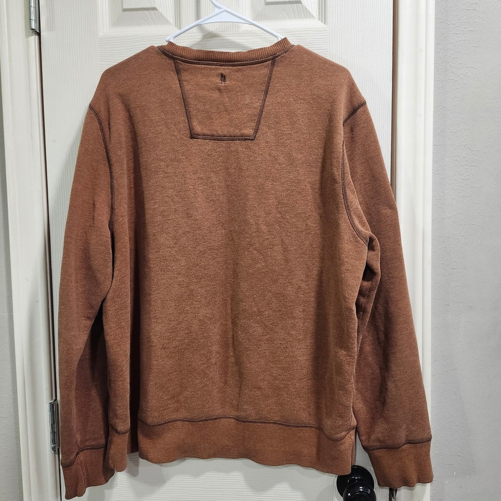 GH Bass & Co Mens Rust Brown Crewneck Sweatshirt Large V-Stitch Pullover - Picture 5 of 8
